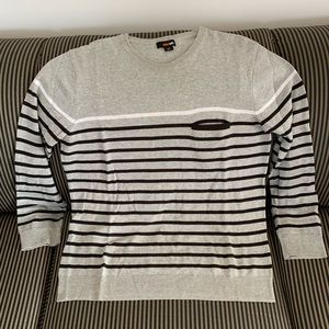 Men’s Amplify Gray 100% Cotton Striped Gray Sweater Crew Neck Pullover Pocket